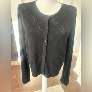 Jason Wu Black Print Full Button Cardigan M